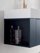 Open side base unit Atlantic / Frame without shelf in matt lacquer on Laos veneer 