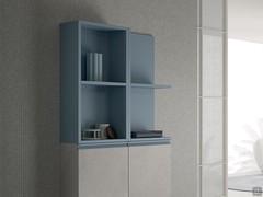 Pair of open wall units in cerulean matt lacquer