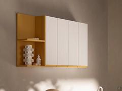 Pair of two-door wall units in lacquered on pearl reflex melamine