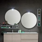 Pair of Sfera round bathroom mirrors with Point lamps