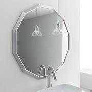 Alfa bathroom mirror with aluminium frame in the model with twelve edges in brushed aluminium