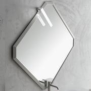 Alfa bathroom mirror with aluminium frame, model with four edges positioned diagonally for a tilted effect