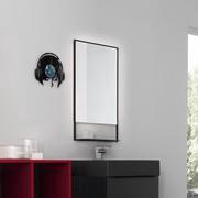 Polluce bathroom mirror with metal frame and incorporated shelf