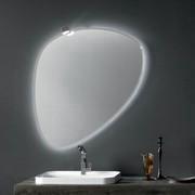 Drip bathroom mirror with irregular teardrop shape and optional light