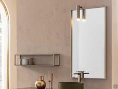 Rectangular bathroom mirror with frame Look - brushed aluminum frame with spotlight mod. Cyli