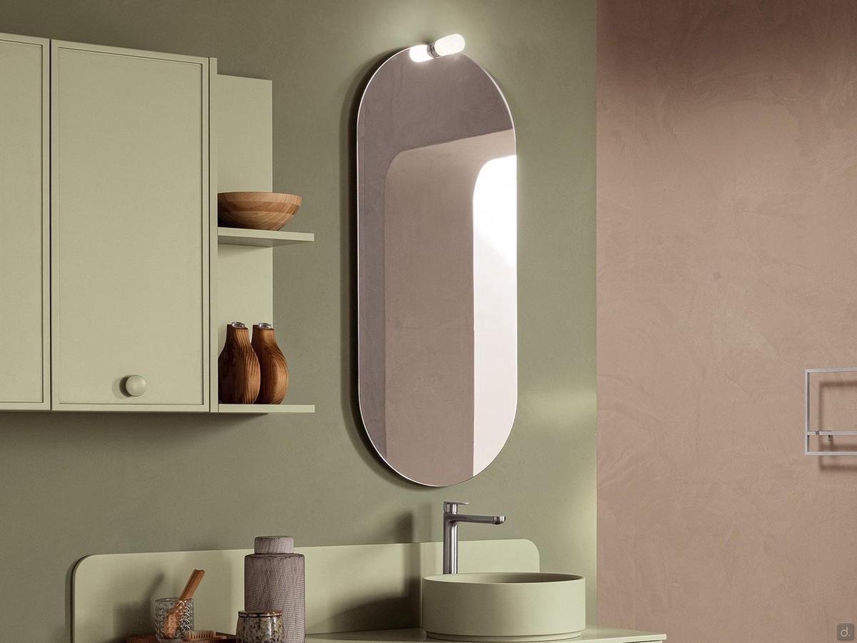 Oval bathroom mirror with Led spotlight Sampi, matching composition N106