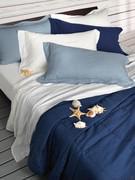 Fresh linen bed linen that does not iron, here proposed in the colours White, Avio blue and Ocean blue