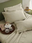 Linen sheet and pillowcase set in Sand Dollar colour, made for double bed or made-to-measure