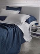 Lightweight non-iron cotton bedspread with honeycomb weave, here proposed in Nautical Blue but available in many colours