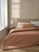 Double duvet cover set in Percale cotton in Dusty Rose colour, with pillowcases with 4 3 cm shuttles finished with plain hem