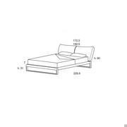 Virgo bed - standard double and king-size model measurements with cushion headboard