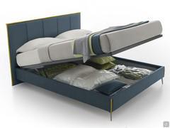 Upholstered bed Camaleonte with storage box, option also available on York ring model with high feet