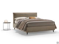 Morgan fabric upholstered bed with h.25 cm bed frame raised from the ground and with storage container