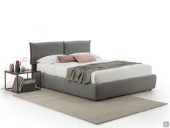 Sofy double upholstered bed covered in Imperia grey cotton-blended fabric