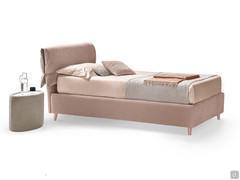 Single bed Ambra covered in fabric, bed-frame h.25 cm with RAL lacquered feet