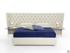 Victory bed with extra-large tufted leather headboard 