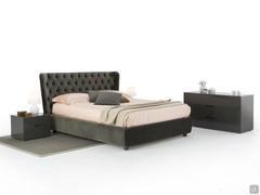 Victory bed with velvet tufted headboard