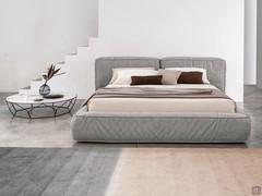 Upholstered bed Fluff by Bonaldo, with bed base compartment in four sizes: from queen size 150 cm to super king size 195