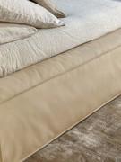 Detail of the leather stringer. The bed Fluff is made in Italy by Bonaldo with the highest quality materials and upholstery