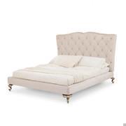 George classic bed with high tufted headboard and carved metal feet by Cantori