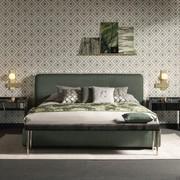 Elvis bed with upholstered framed headboard