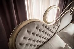 Ribbon iron headboard frame with champagne silver leaf finish