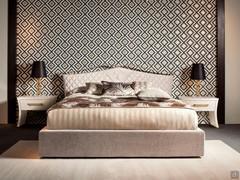 Valentino bed with velvet quilted headboard by Cantori