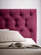 Detail of the soft upholstered headboard