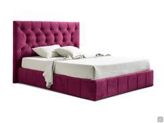 Capitonné upholstered bed Lemming in standard double size with 160 cm wide bed base compartment