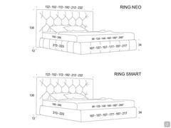 Capitonné upholstered double bed Lemming - Models and Dimensions (*Please note: king size and super king size models are only available with 200 cm deep bed base)