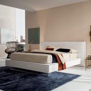 Atlas bed with Kobe bed frame and lead gray sled leg