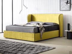 Bed Colibrì double bed with wide headboard with cozy lines