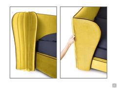 Movable headboard wings that allow for different angles (removable by hinge on the back)