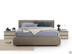 Frontal view of the double upholstered bed Nuvola