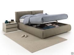 Detail of Nuvola bed with big storage box to store linens, blankets and bedding