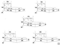 Schematics of the bed Degu of the five sizes in which it is available