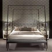 Urbino modern canopy  bed by Cantori with radial metal headboard