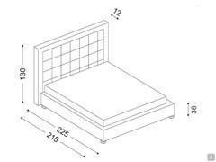 Bed with upholstered headboard Arabesque - technical diagram