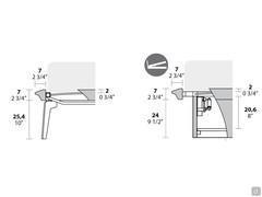 Technical diagrams and dimensions: bed frame with high feet and high bed frame with storage box