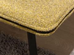 Gyre wool-effect fabric upholstery detail col.06 with contrasting black leatherette trim