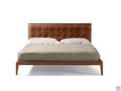 Michiko wooden bed with upholstered headboard - version with straight headboard