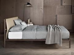 Minimal bed with leather headboard Skinny available standard double and king-size double