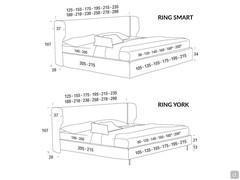 Bed Grevy - Models and Sizes (*Please note: king size and super king size models are only available with 200 cm deep bed base)