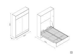 Blackjack Automatic electric wall bed  - French double bed model cm 155,5