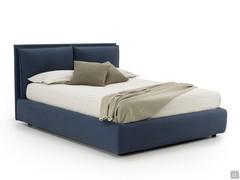 Blend upholstered bed covered in Abby linen-cotton fabric colour 018 blue