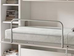 Metal safety rail always included with the top bed in Slot bunk models. Also available in upholstered and reclining versions