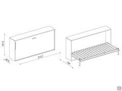 Diagram of the Slot foldaway bunk bed in the version with smooth fronts