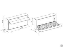 Diagram of the Slot foldaway single bunk bed in the version with integrated desk