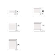 Detail of bed frame heights and feet (bed frame h.15 available only for double and king size with plain headboard)