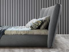 Double bed with soft headboard Youniverse by Bonaldo, with upholstery that can be customized in material and color